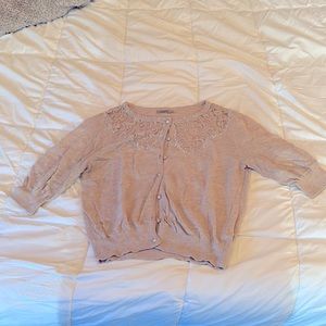 Beaded lace cardigan xl light beige